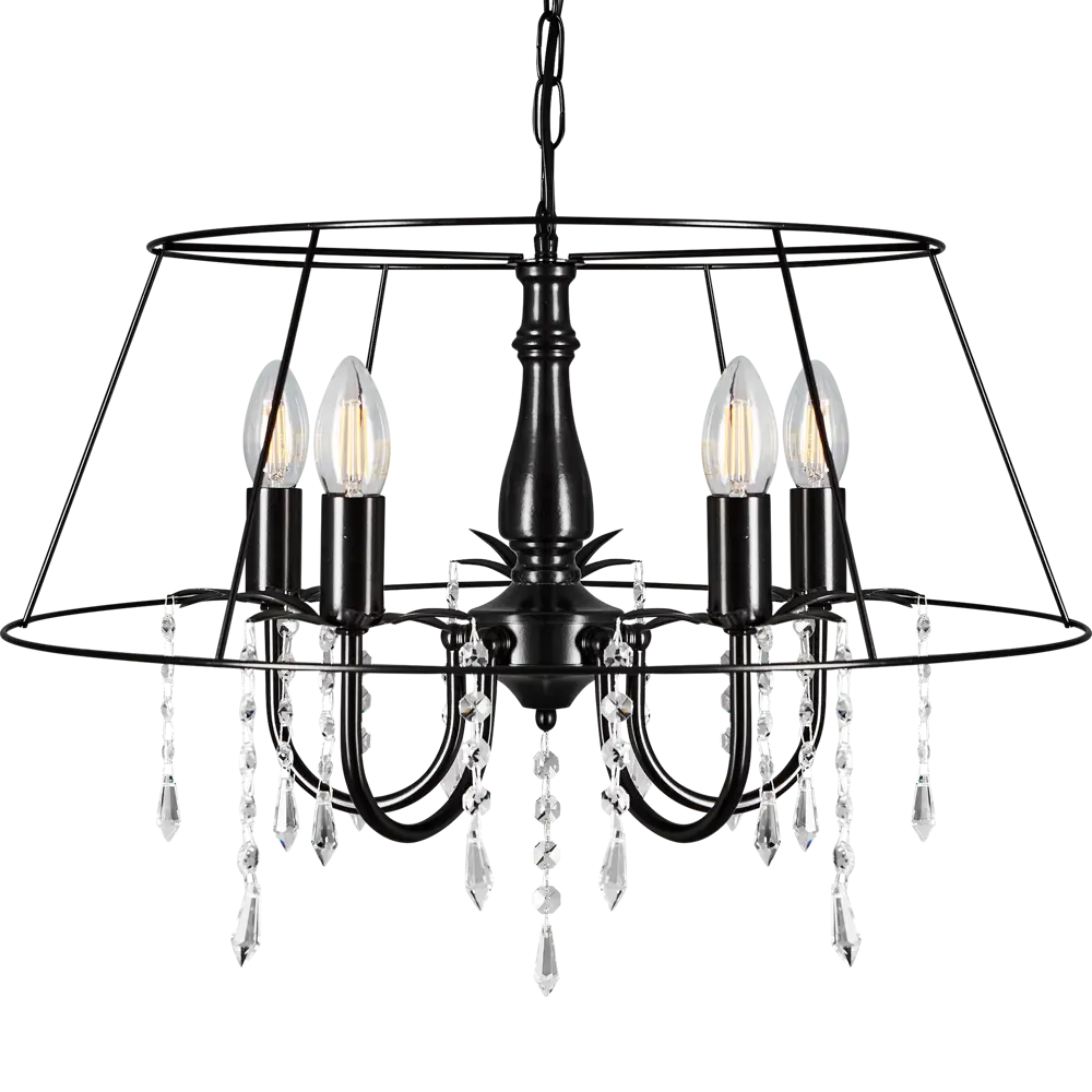 Люстра хрустальная подвесная Черный жемчуг 5xE14x60 Вт, металл/хрусталь, цвет чёрный СВЕТПРОМЪ STLM-2036859 - Вид №4