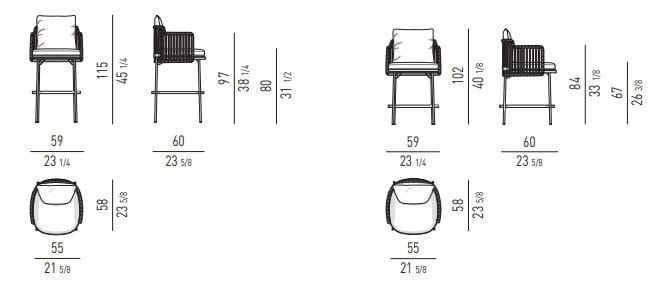 Высокий стул с подставкой для ног на открытом воздухе Minotti Tape Cord Outdoor ARCH-00069019 - Вид №2
