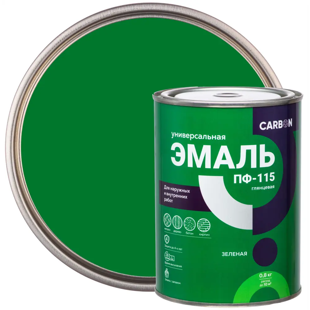 Эмаль ПФ-115 Carbon глянцевая цвет зеленый 0.8 кг STLM-2000859
