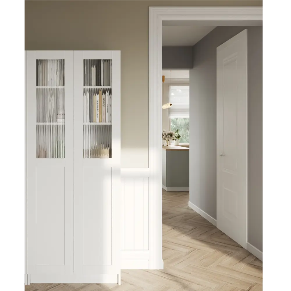 Дверь для шкафа Буккер 1 рифленое стекло 39.7x193.8x1.6 см ДСП левая цвет белый матовый Santreyd STLM-2097476 - Вид №11