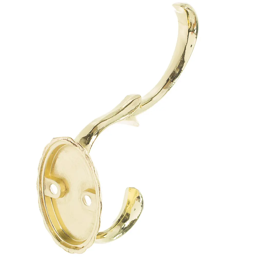 Крючок максимальная нагрузка 10 кг 80 мм сталь крепление на саморезы цвет латунь Santreyd STLM-2196884 - Вид №1