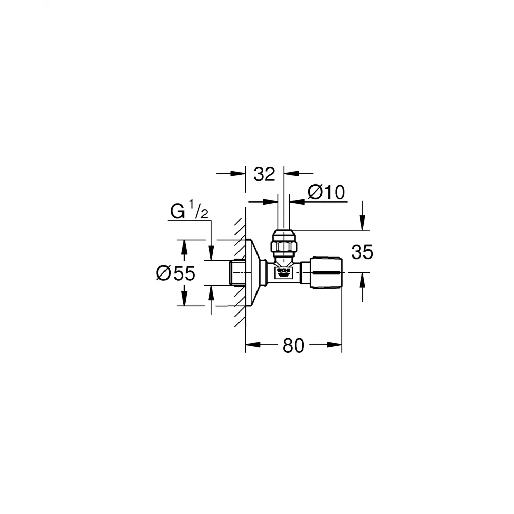 Вентиль запорный Grohe DN15 PN10 1/2"x3/8" НР ручка барашек латунь STLM-2192511 - Вид №4