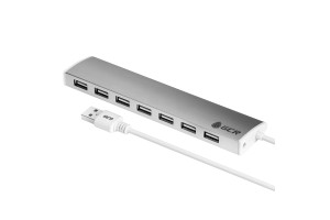 16459296 USB Hub 2.0 на 7 портов 0.6m Plug&Play LED silver + разьем для доп питания серебристый VIVUHI217S GCR