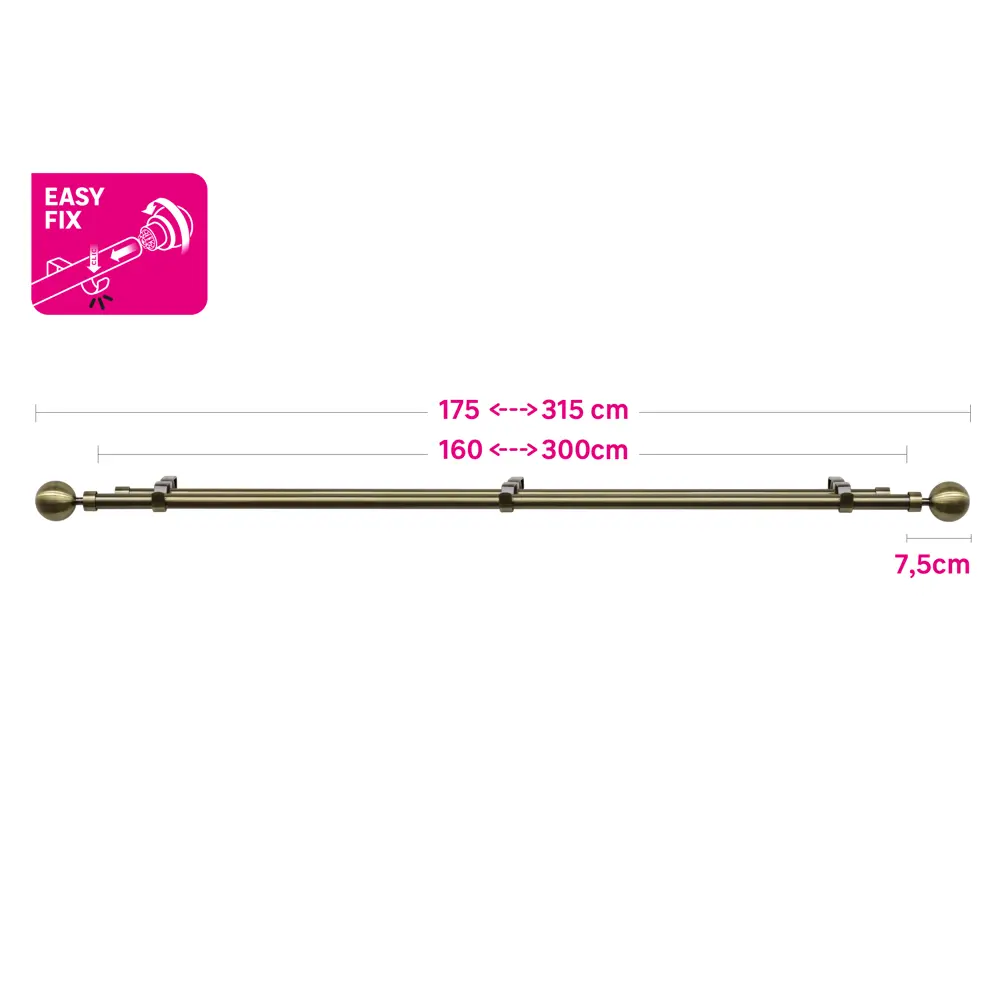 INSPIRE Двухрядный карниз Шар для портьер и тюля 160-300 см 84407280 STLM-0049467 - Вид №3