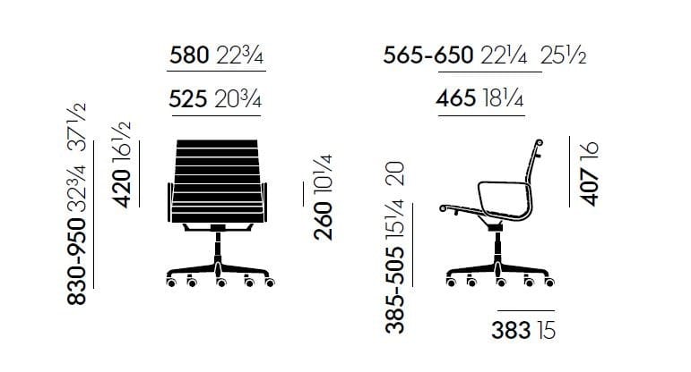 Кожаный поворотный операционный офисный стул с подлокотниками VITRA Eames Aluminium Group ARCH-00047211 - Вид №17