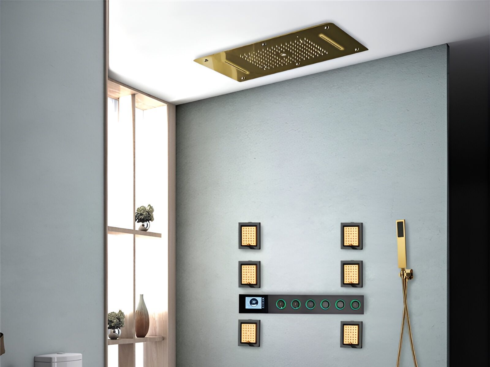 Светодиодный термостатический душ из нержавеющей стали Fontana Showers SORSO ARCH-00129864