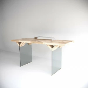 Письменный стол деревянный с серой подставкой для монитора EcoComb-4 BRAGIN DESIGN ПИСЬМЕННЫЕ СТОЛЫ ECOCOMB 256605 Бежевый;прозрачный