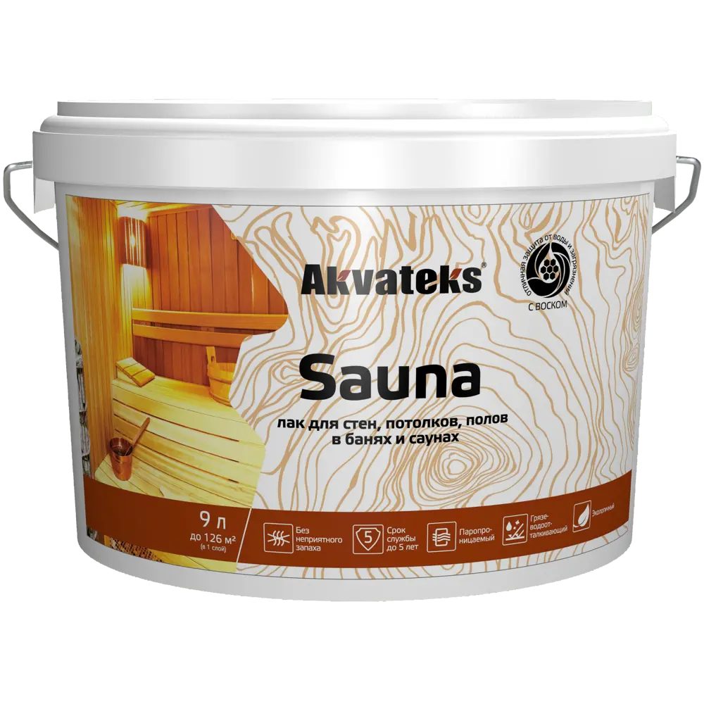 АКВАТЕКС Sauna - акрилатный лак для бань и саун 9 л 86364475 STLM-0068128 - Вид №1