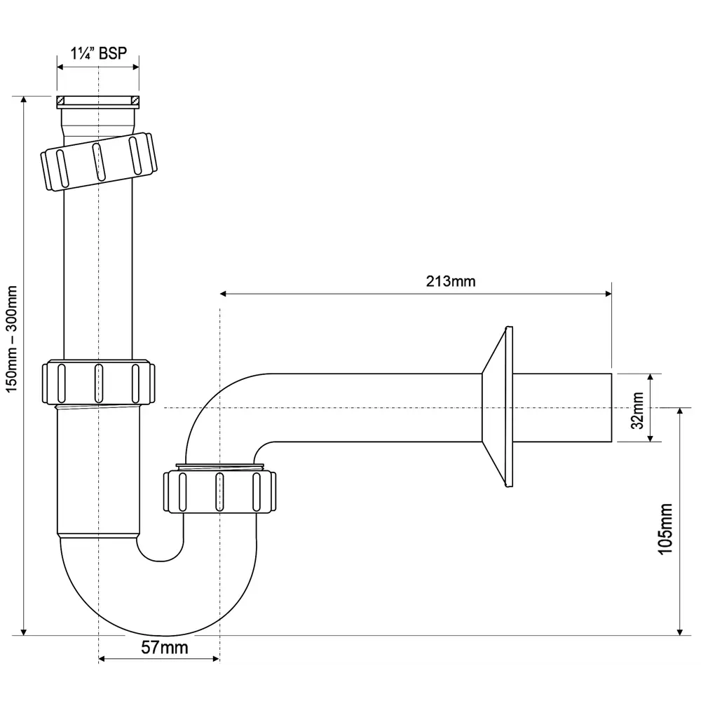 Сифон для раковины трубный McAlpine без выпуска ø32 мм MRW8 STLM-2089383 - Вид №3