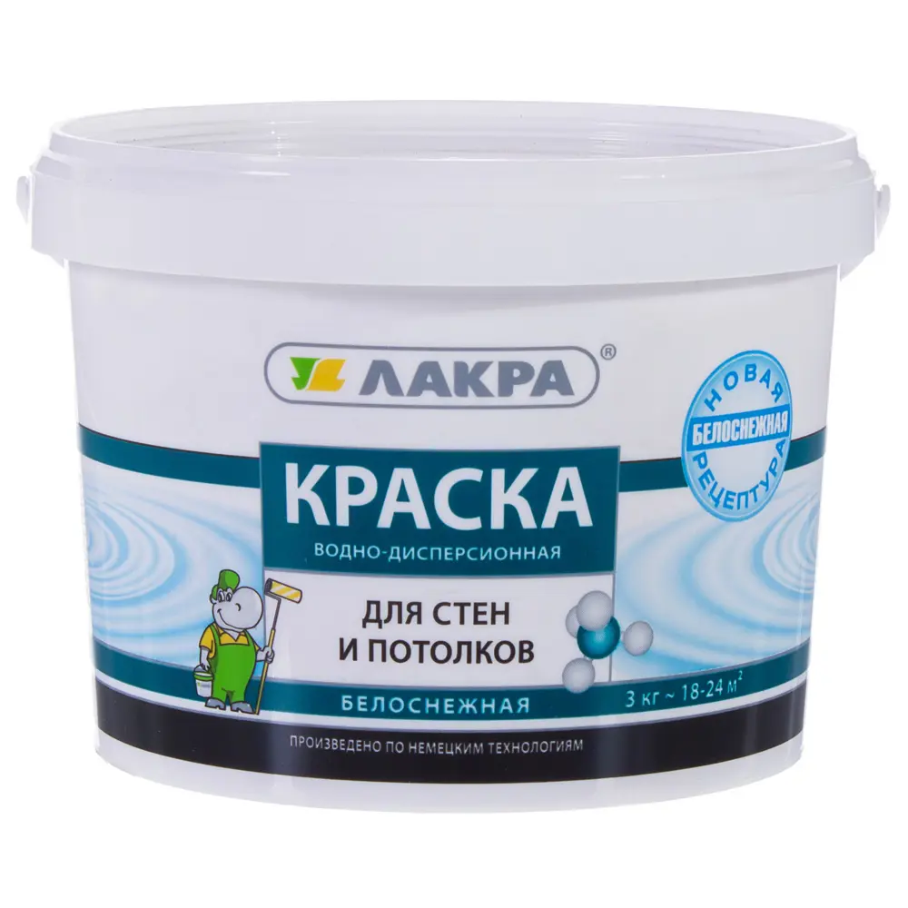 Краска водно-дисперсионная для стен и потолка белоснежная 3 кг Santreyd STLM-2085639