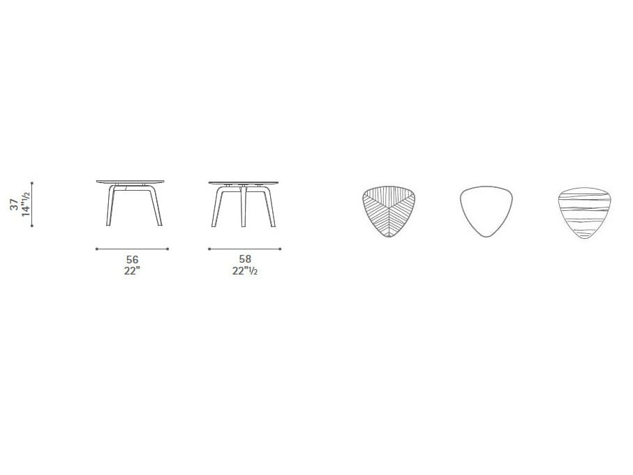 Треугольный журнальный столик из ясеня Poltrona Frau коллекция-столы и стулья ARCH-00096578 - Вид №5