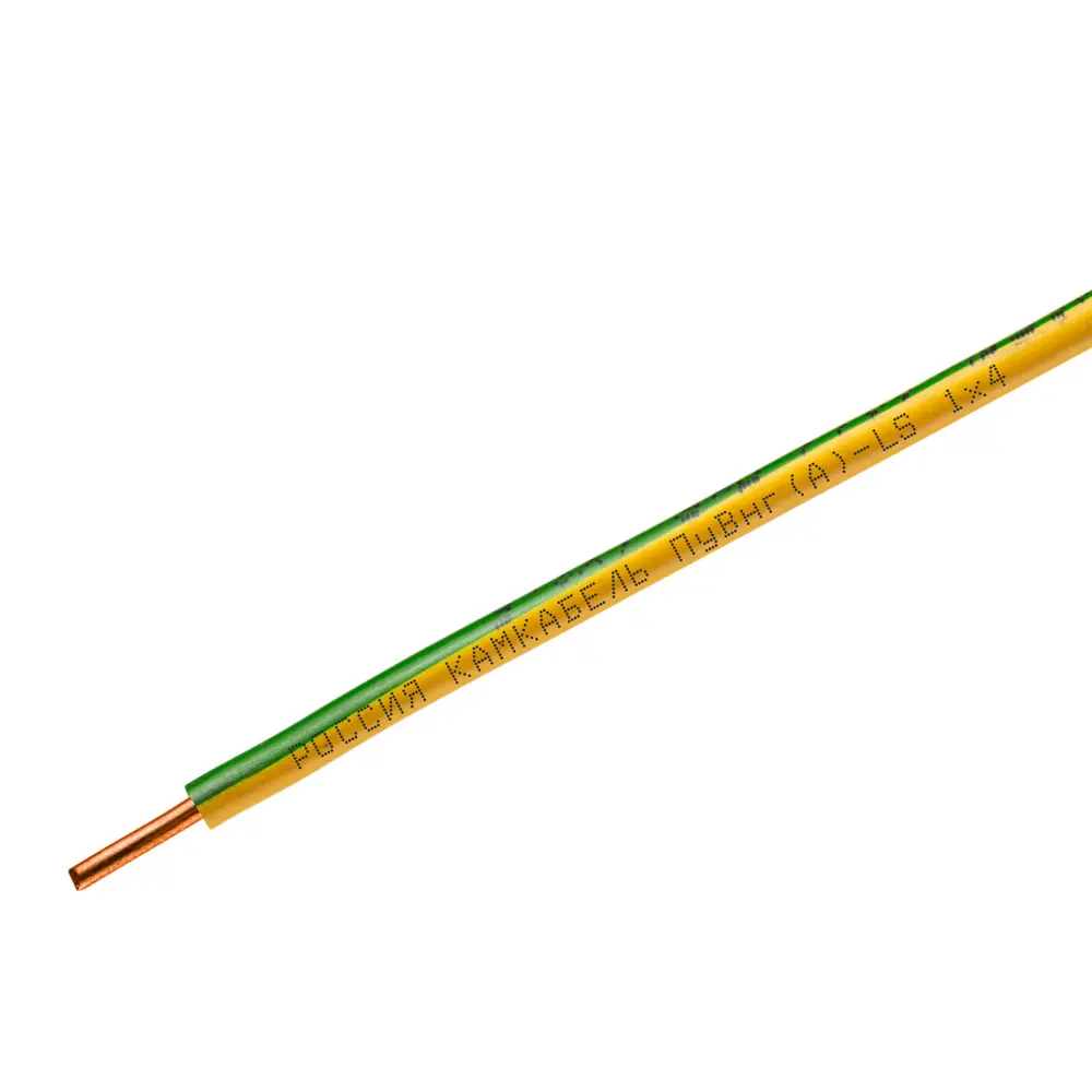 Провод Камкабель ПуВнг(А)-LS 1x4 цвет зелено-желтый 200 м на отрез STLM-2089510