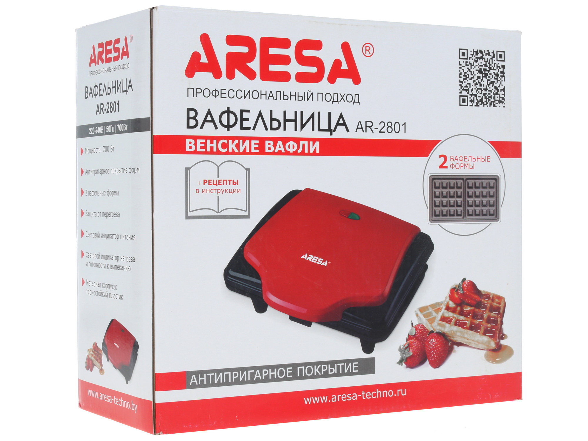 1085235 Вафельница Aresa AR-2801 красный STDN-0094262 - Вид №6