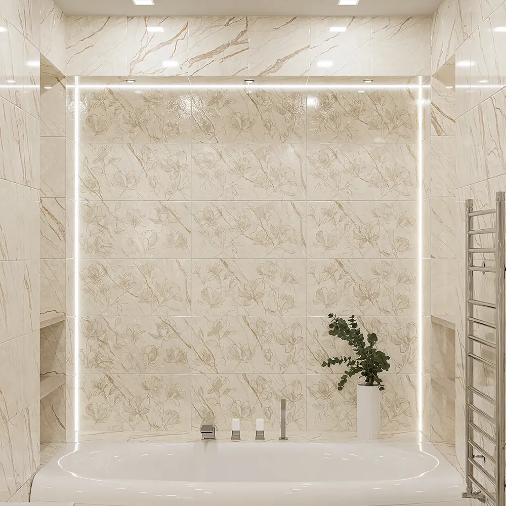 Настенная плитка Azori Forest Lucidflow 31.5×63 см глянцевая бежевая 89404320 STLM-1581026