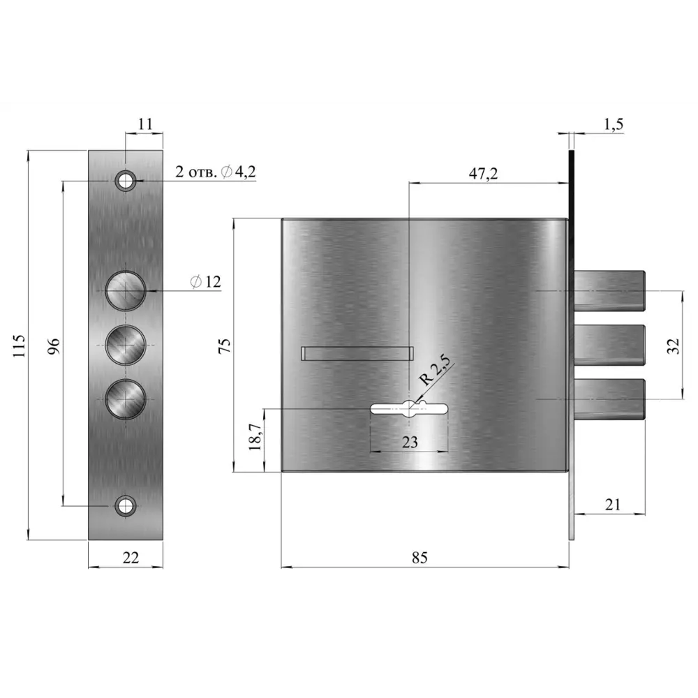 Замок врезной Гарант-Эконом-3М, цвет коричневый 17174701 STLM-2044264 ГЕРИОН  - Вид №5