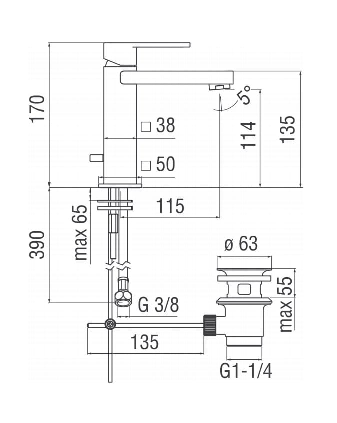 Смеситель для раковины с одним отверстием Nobili Loop ARCH-00004246