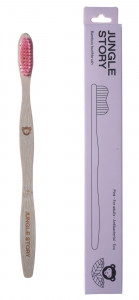 535802 Зубная щетка бамбуковая, средней жесткости, розовая Jungle Story