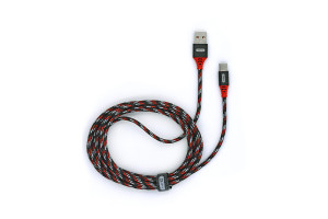 17858251 USB-кабель AM-Type-C 3 метра, 2.1A, тканевый, черно-красный, 23750-BC-090tBKR BYZ