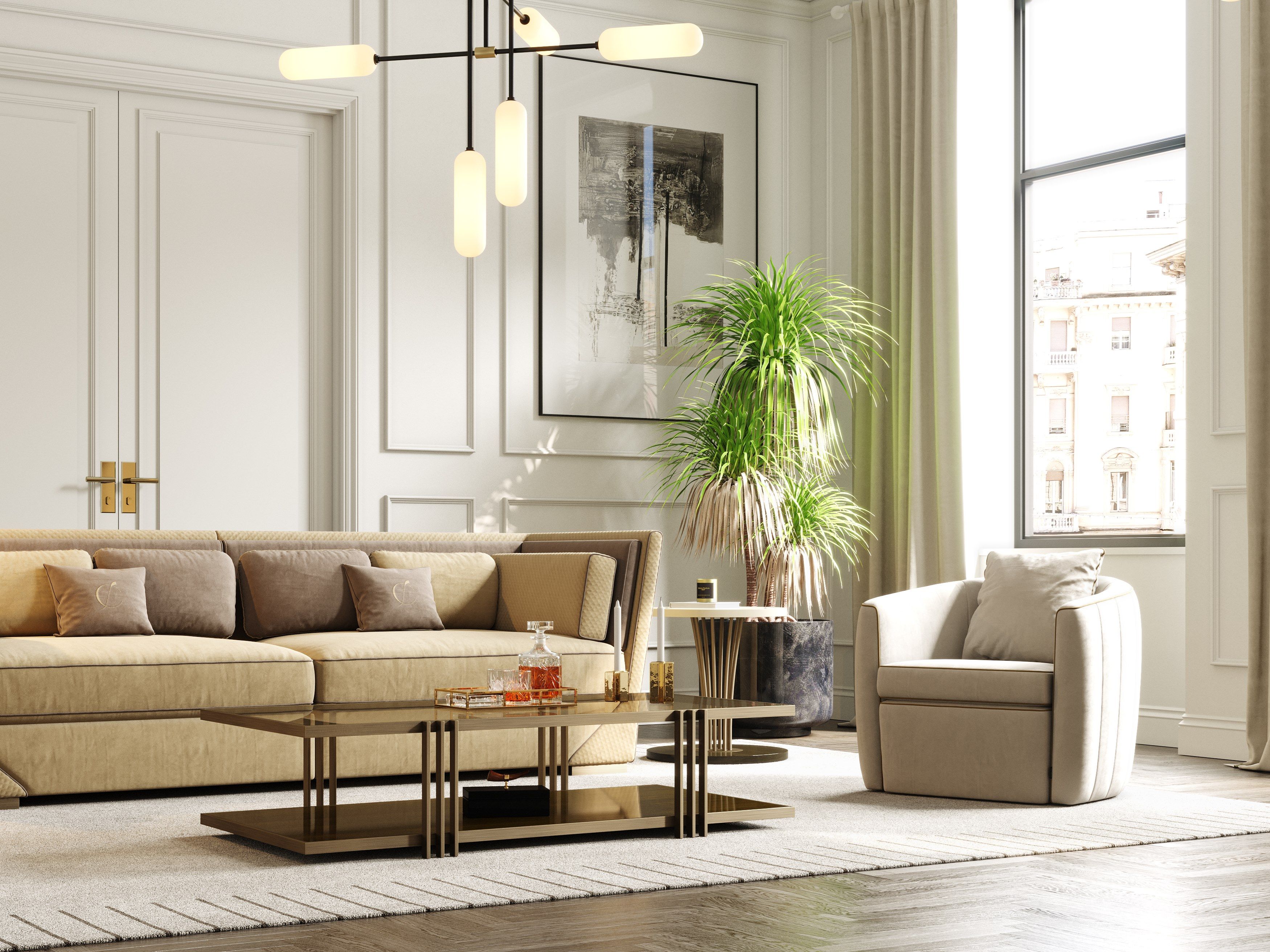 3-местный тканевый диван Stylish Club коктейль ARCH-00080009 - Вид №7