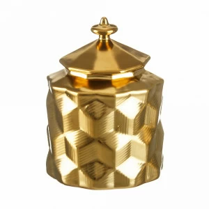 Ваза керамическая с крышкой золотая Golden armor TO4ROOMS GOLDEN ARMOR 00-3893521 Золото