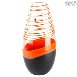 3017 ORIGINALMURANOGLASS ваза - чёрно-оранжевая- Carlo Moretti - Original Murano Glass OMG 17 см
