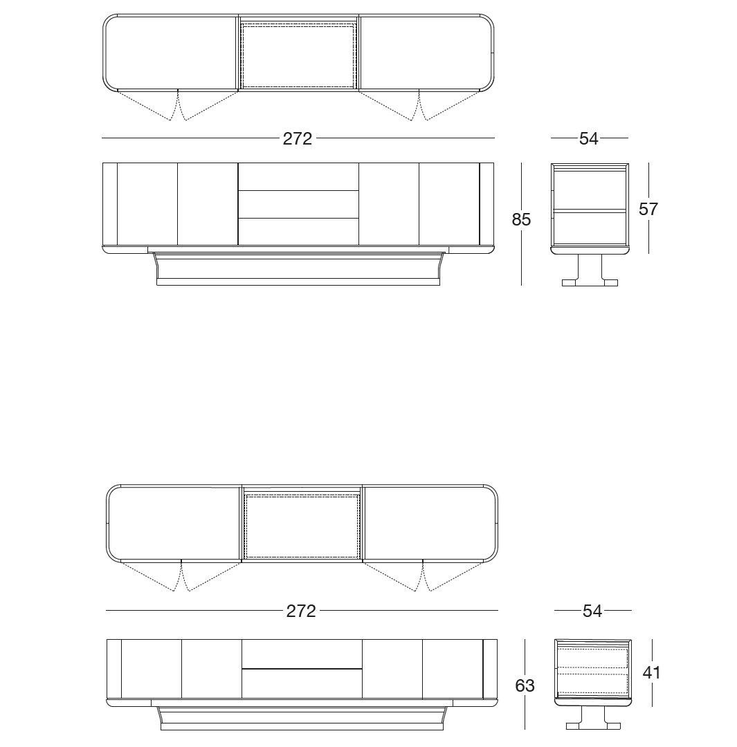 Двухсторонний шкаф с дверцами и ящиками из кожи и мрамора Longhi Loveluxe 2021-Rhythm'21 collection ARCH-00126493 - Вид №4