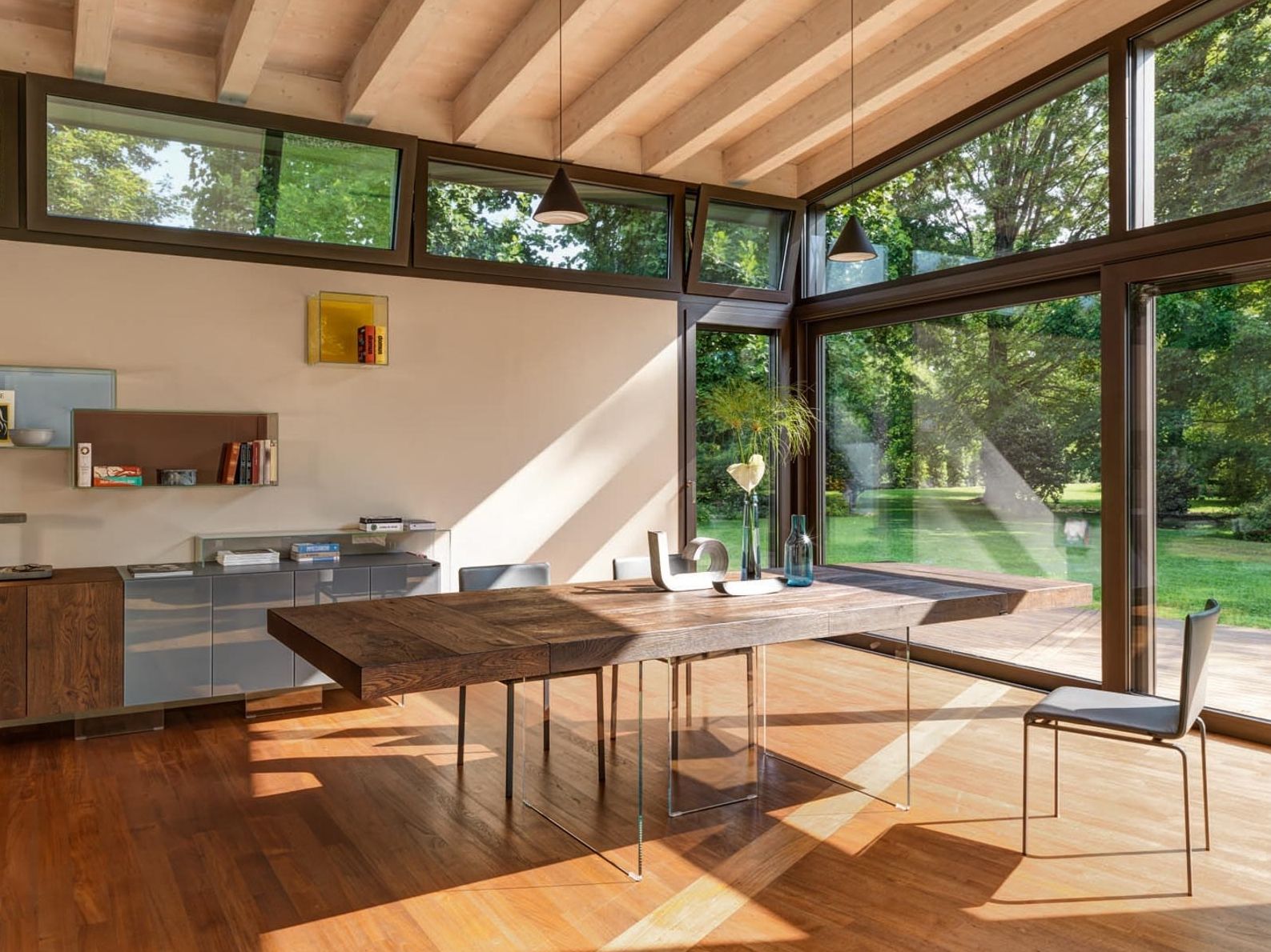 Раздвижной стол из дерева и стекла Lago Air ARCH-00031070 - Вид №1