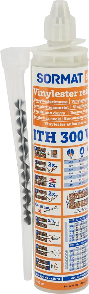 Химический анкер Sormat ITH 300 VE для прочного монтажа в бетон и кирпич 85585314