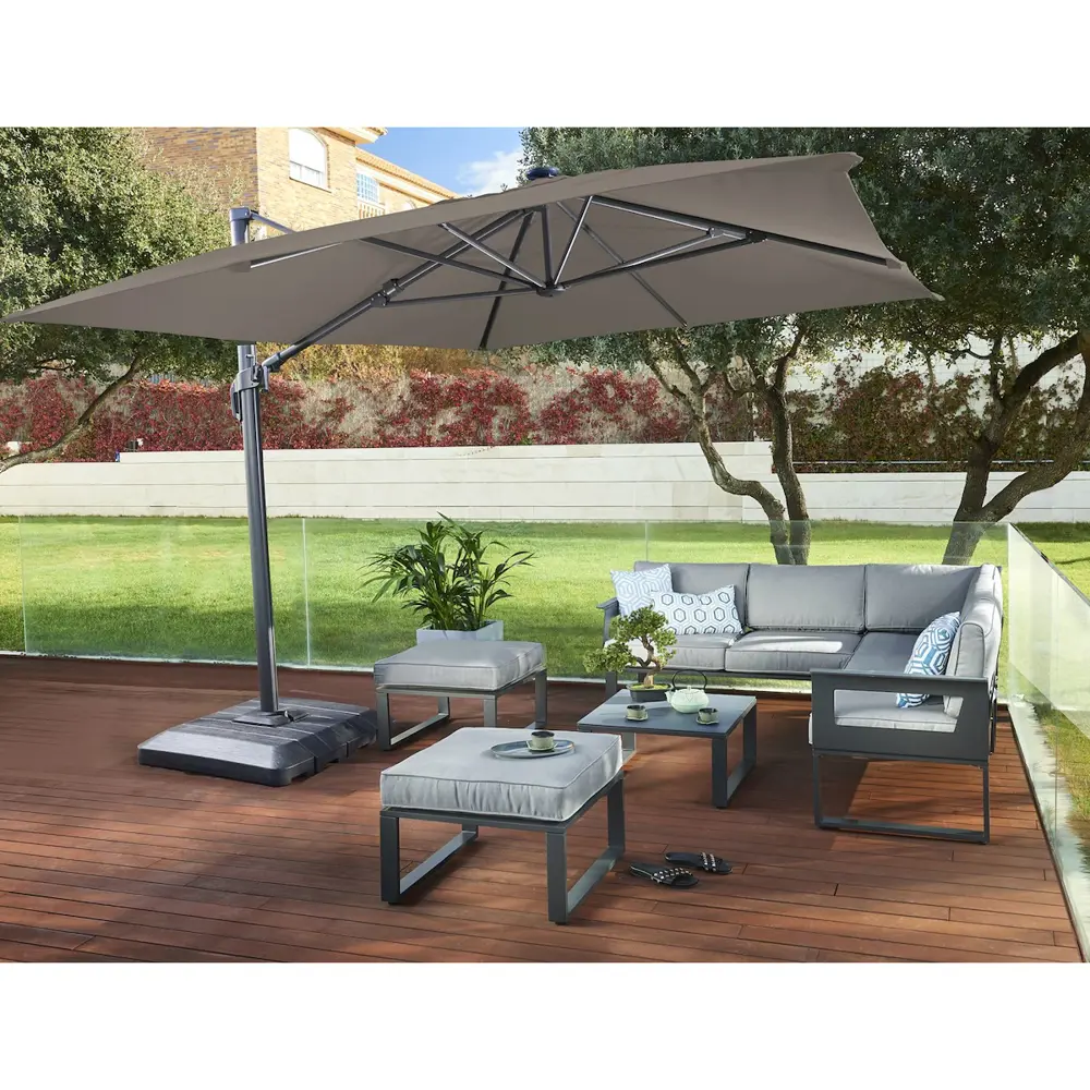 Зонт садовый Naterial Sonora 2.8х3.9 м бежевый с подставкой STLM-2005796 - Вид №20