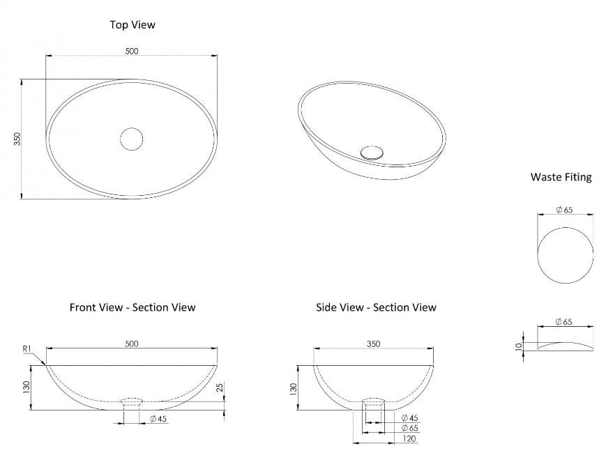 Одноместный овальный умывальник из мрамора Pietra Grey LUSSO Elegance ARCH-00104996 - Вид №2