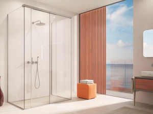 Прямоугольная стеклянная душевая кабина с раздвижной дверью