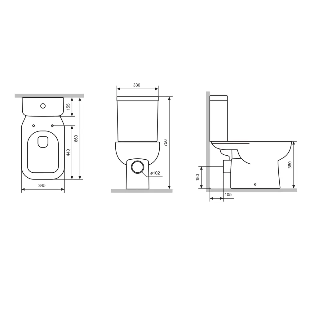 Унитаз-компакт Damixa Elder универсальный выпуск двойной слив STLM-2071992 - Вид №5