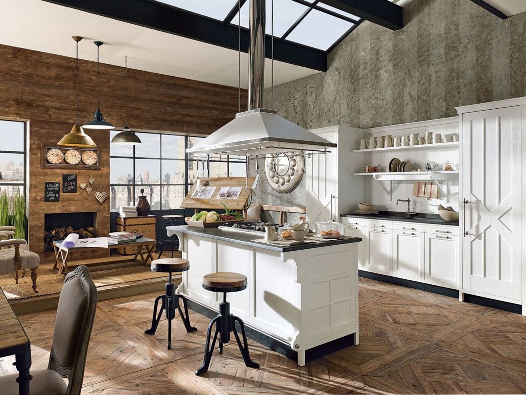 Лакированная оборудованная кухня с островом Marchi Cucine Vintage Style ARCH-00015650