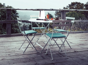 Стальной складной круглый садовый стол