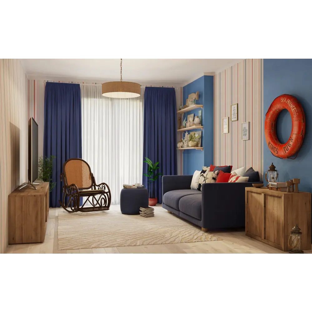 Штора на ленте «Ультрамарин» 145х260 см цвет синий ВАСИЛИСА STLM-2191414 - Вид №5