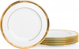 10654844 Noritake Набор тарелок закусочных Noritake "Чатлайн, золотой кант" 22см, 6 шт Фарфор костяной