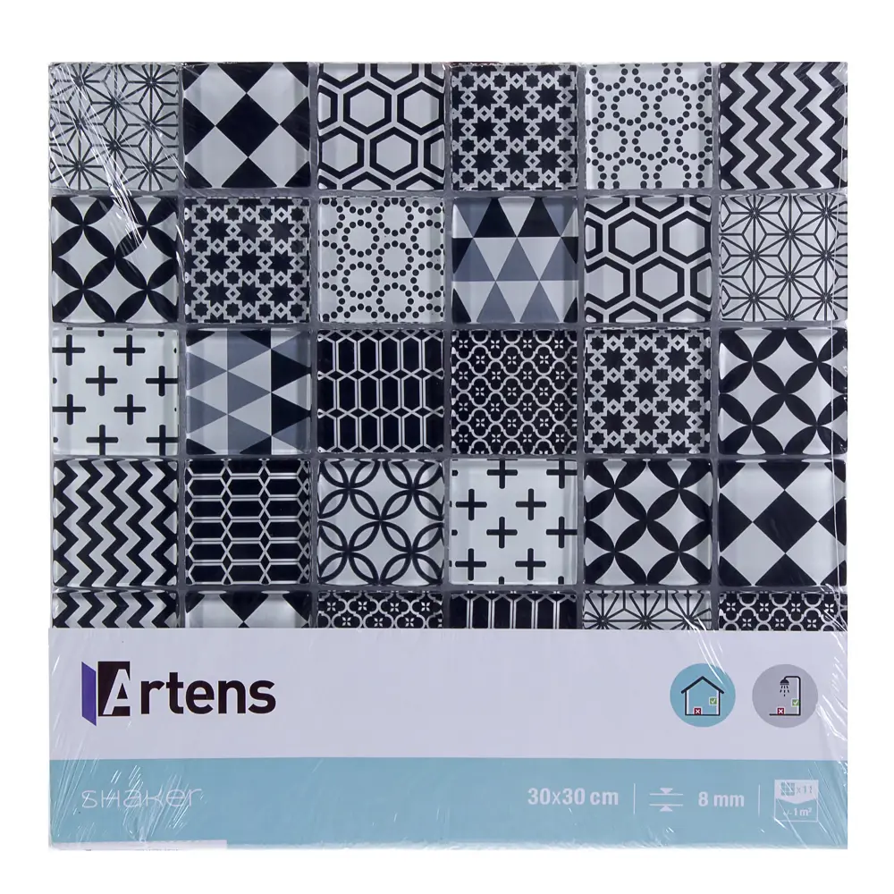 Мозаика Artens «Shaker», 30х30 см, стекло, цвет черный/белый STLM-2059936 - Вид №3
