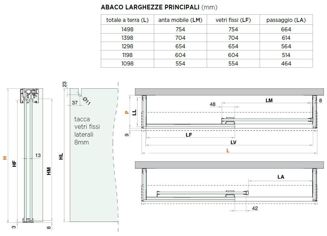 Прямоугольная стеклянная душевая кабина с раздвижной дверью Saint-Gobain - Logli Doccia50 ARCH-00063067 - Вид №4