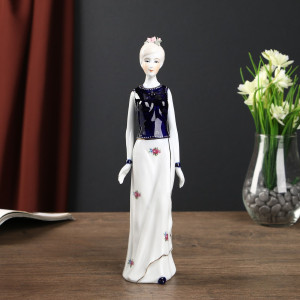 Фигурка сувенирная "Молодая девушка в платье с цветами" кобальт 28х6,5х6,5 см SIMALAND