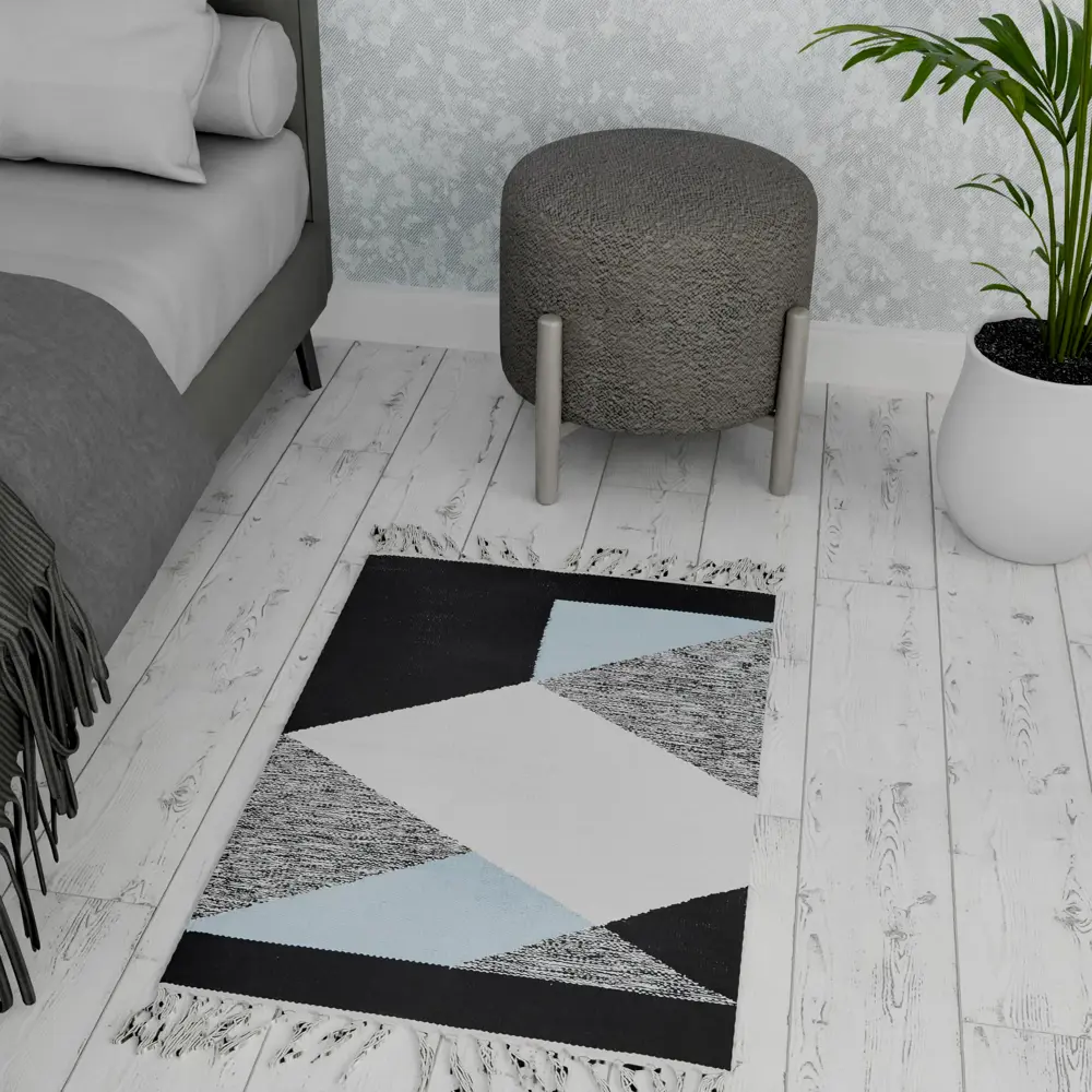 Коврик Inspire декоративный хлопок JAVARY 60x100 см цвет голубой STLM-2105167