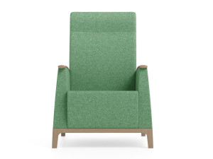 Тканевое кресло с высокой спинкой