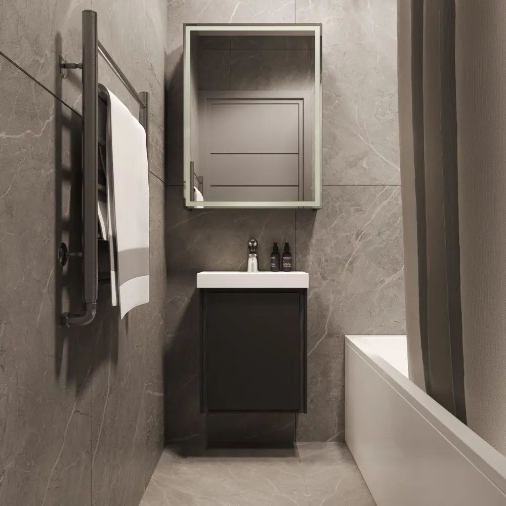 Тумба под раковину «Мокка» 45 см цвет черный глянец Aquanet STLM-2161425 - Вид №3