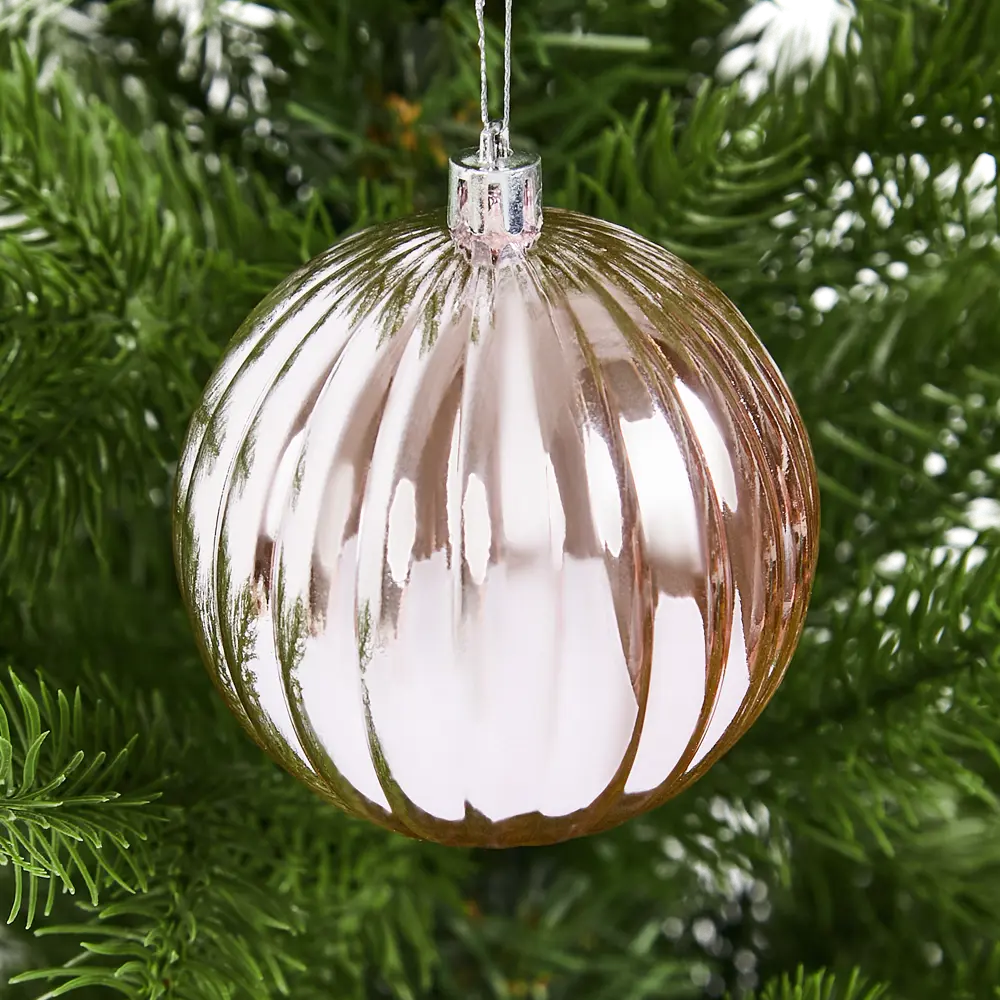 87036365 Елочное украшение Шар с объемным узором Christmas ø8 см пластик цвет розовый STLM-0964589 Santreyd  - Вид №2