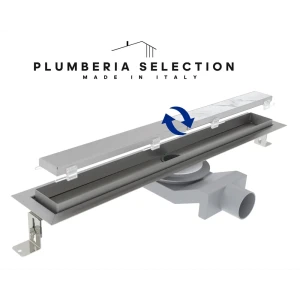 Трап для душа Plumberia selection PST80MT комбинированный затвор 6x80 см нержавеющая сталь