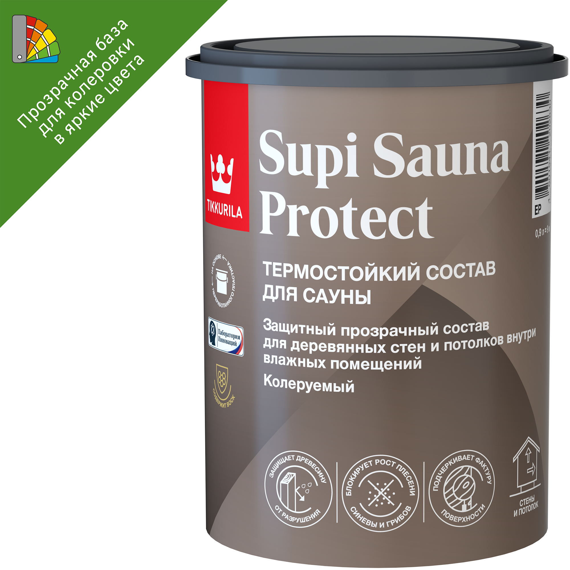 87660422 Защитный состав для стен в сауне Sauna Protect База EP бесцветный полуматовый 0.9 л STLM-0074708 TIKKURILA