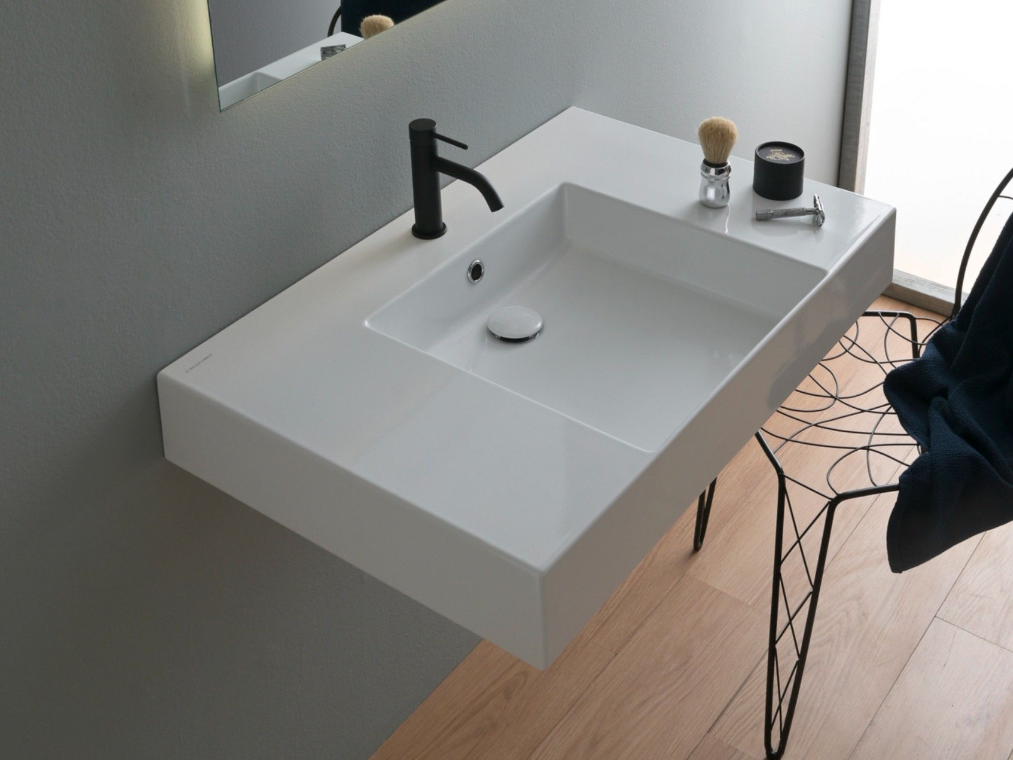 Керамическая прямоугольная одиночная подвесная раковина Scarabeo Ceramiche Теорема 2.0 плюс ARCH-00134003