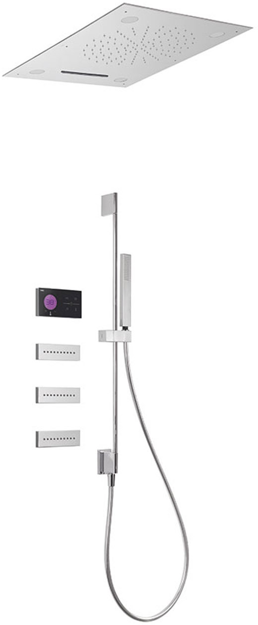 SHOWER TECHNOLOGY Kit de grifo termostático electrónico empotrado de 4 vías Shower Technology Blue Edition con Cromoterapia para-09288401 TRES