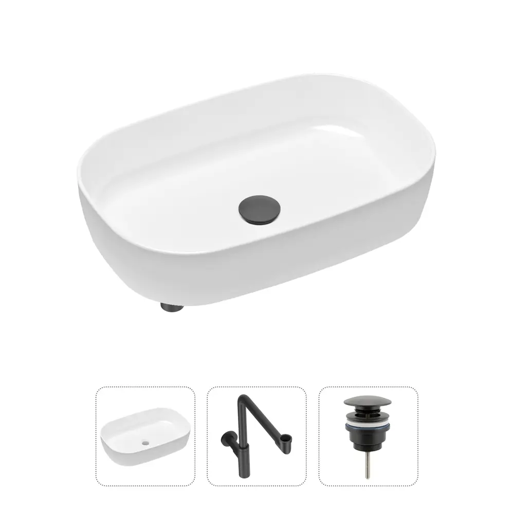 Накладная раковина Lavinia Boho Bathroom Sink Slim 21520102 фарфор 54 см с донным клапаном и металлическим сифоном