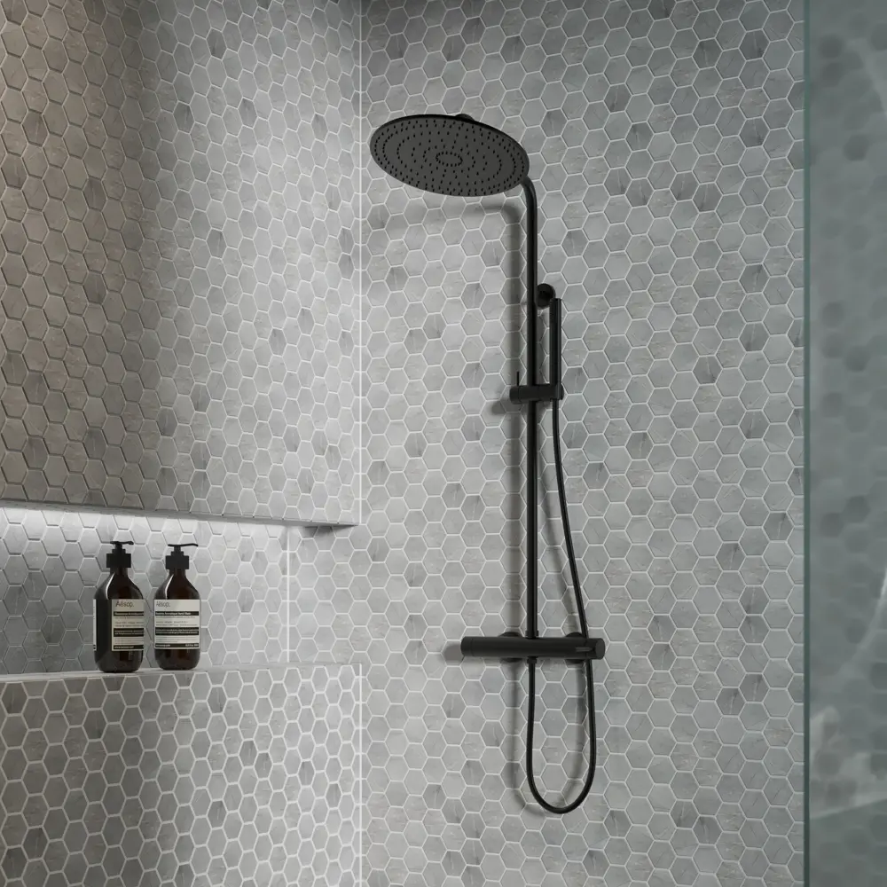 Мозаика керамическая Smart Mosaic Homework Hexagon Marblegrey Мат 27.1x28.2 см цвет серый STLM-2030911