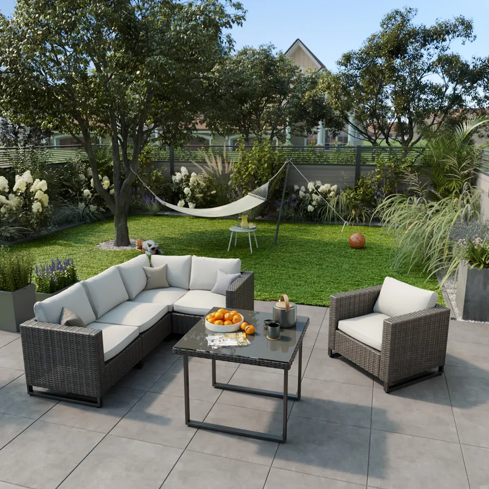 Кресло садовое Naterial Noa Fix 68x62x68 см сталь/искусственный ротанг темно-серый STLM-2099065 - Вид №5